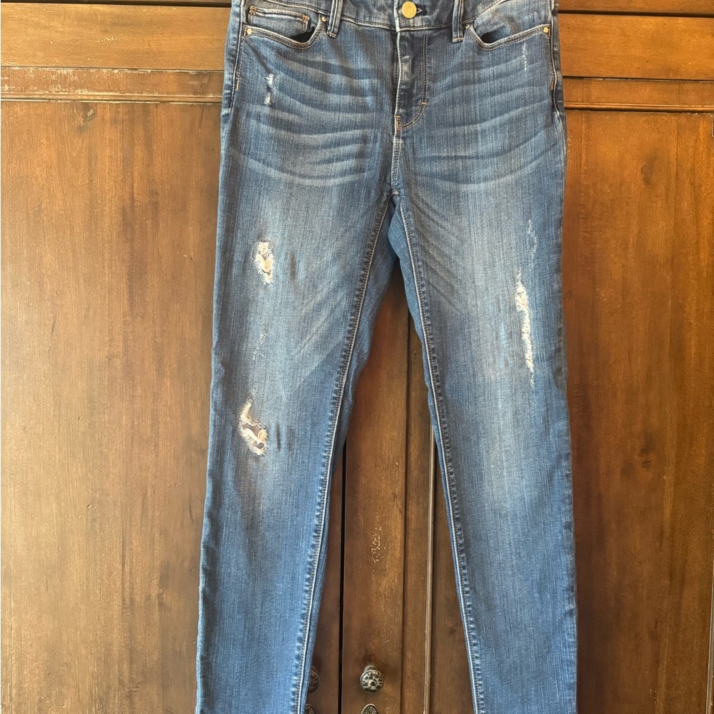 White House Black Market Size 0 Distressed Skinny Blue Women's Jeans